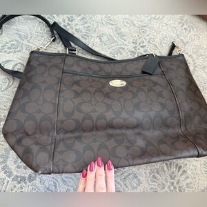 Coach Dark Brown Signature Shoulder Bag